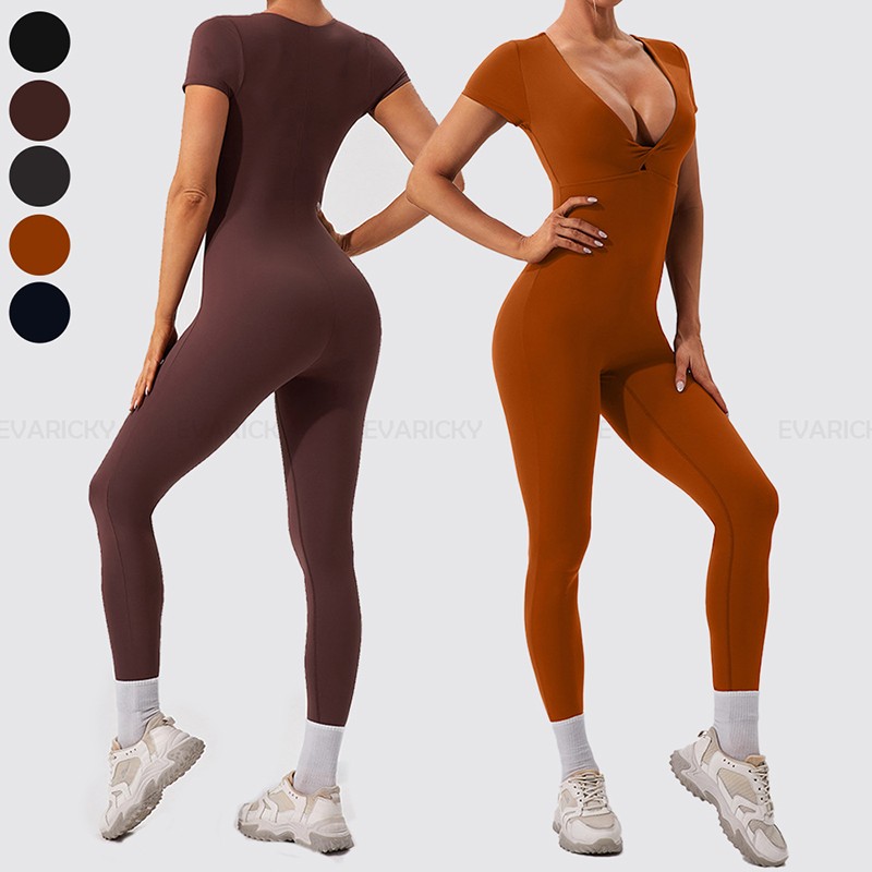 Yoga-jumpsuits met korte mouwen