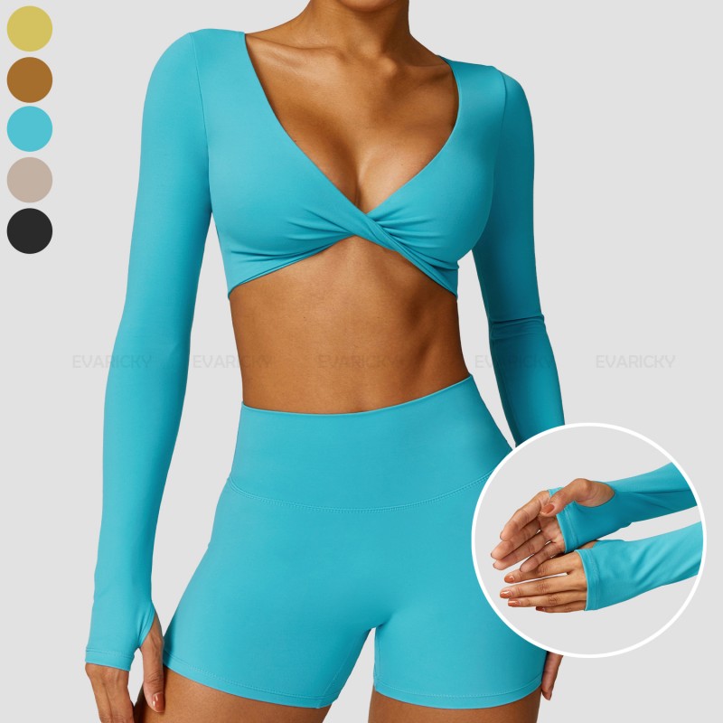 Draai yoga crop top aan de voorkant